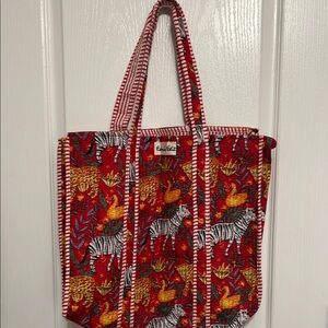 Dynamic Red and White Comic Tote with Sturdy Handles